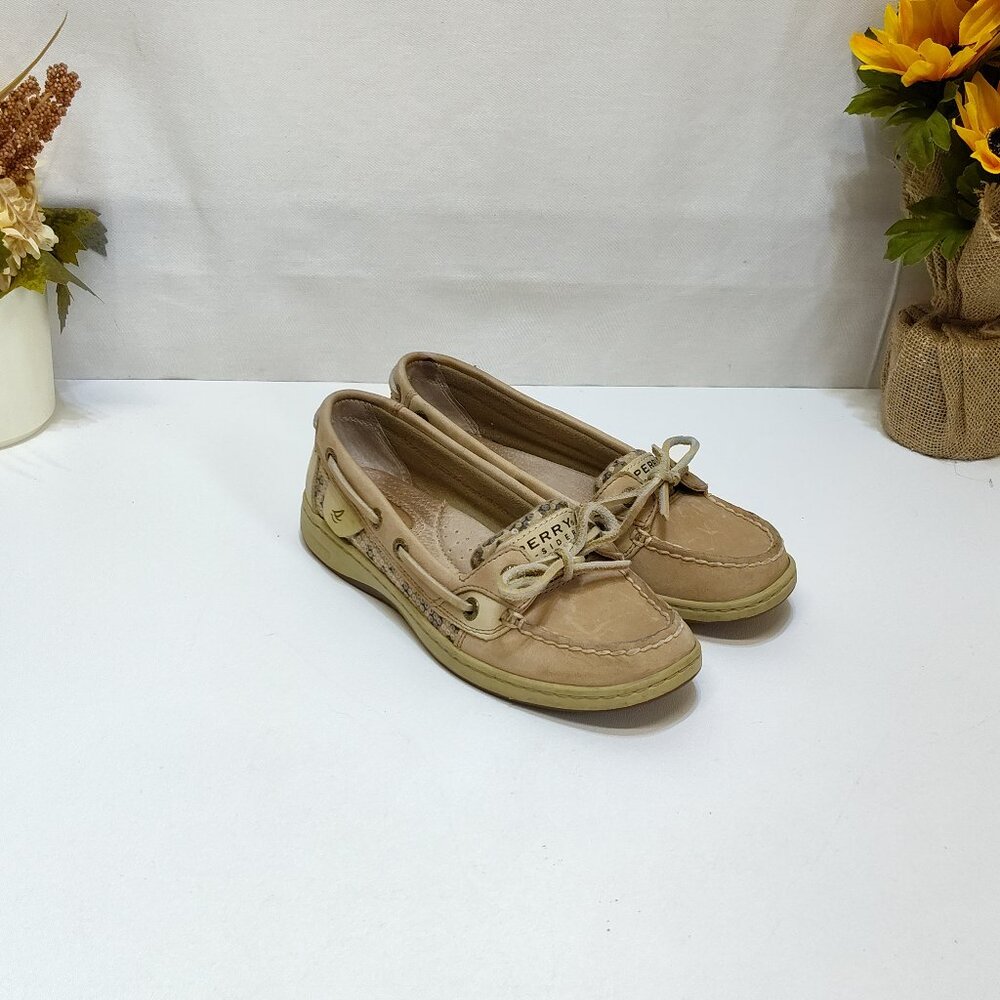 Sperry Top-Sider Angelfish 5.5M Boat Shoes Loafers Leather Upper Leopard Print